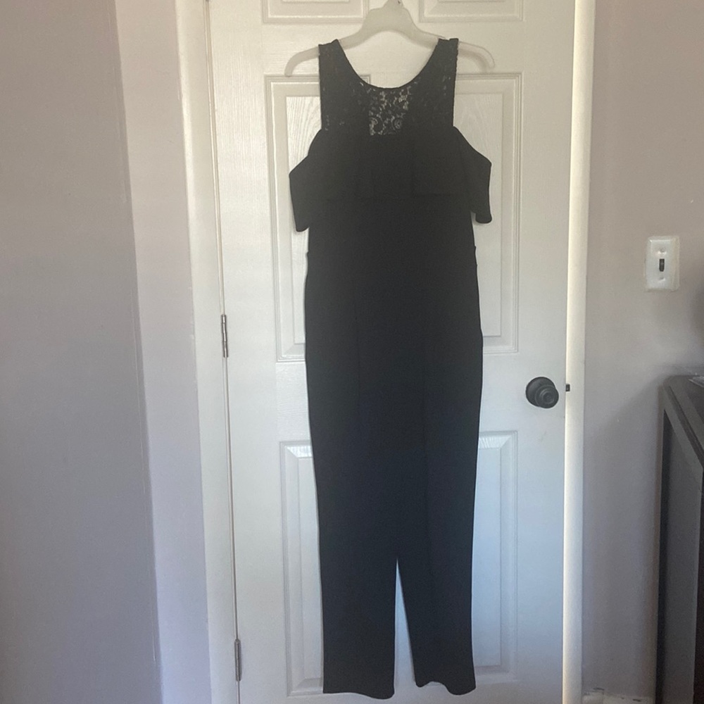 Black cold shoulder jumpsuit